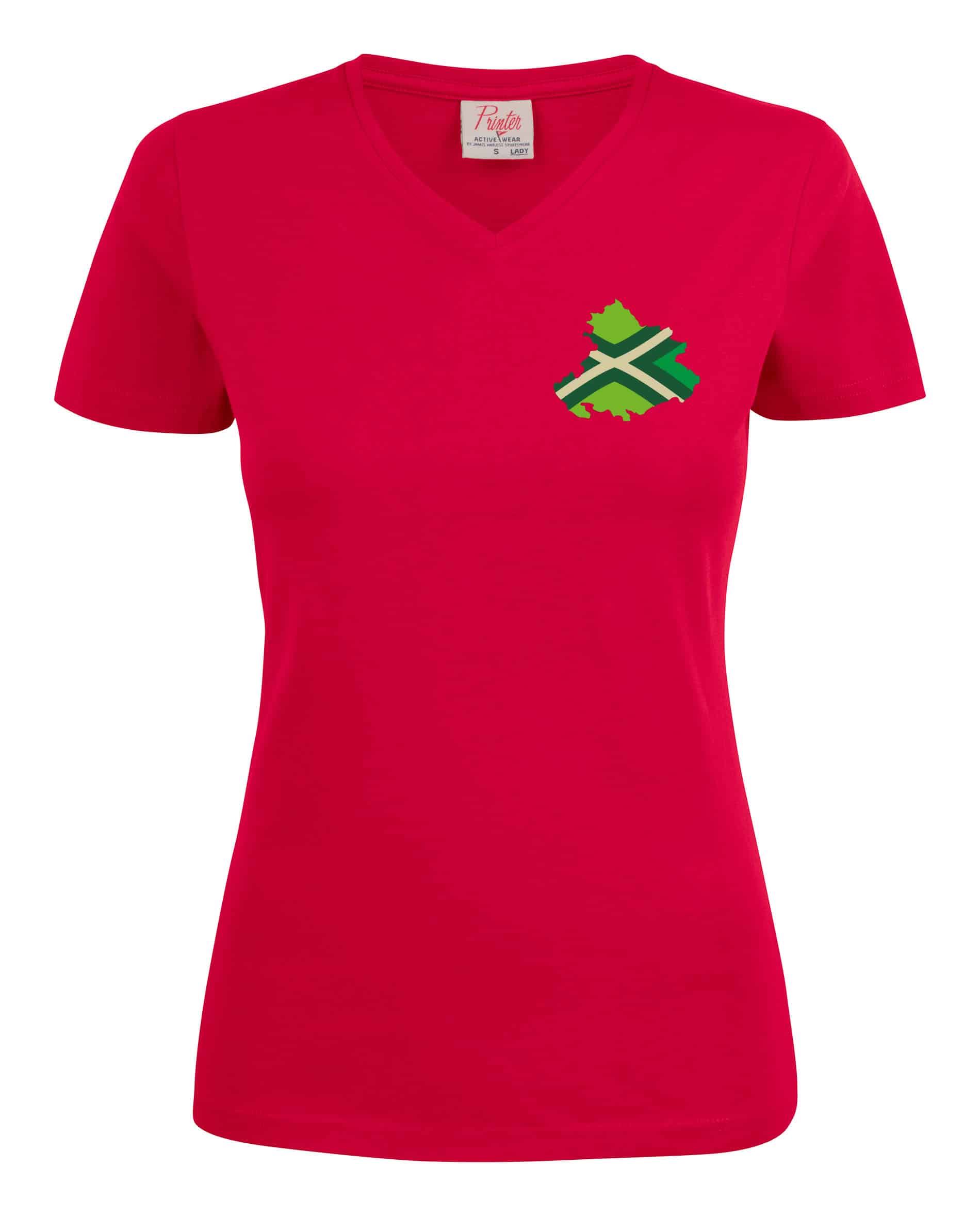 Dames T-Shirt V-hals - Regio - Rood